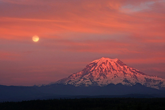 Summer Moon over Mt. Rainier